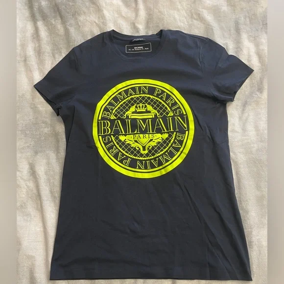 T-shirt Balmain Vert/bleu - Taille L - Neuf Avec étiquettes - Coupe Régulière Homme